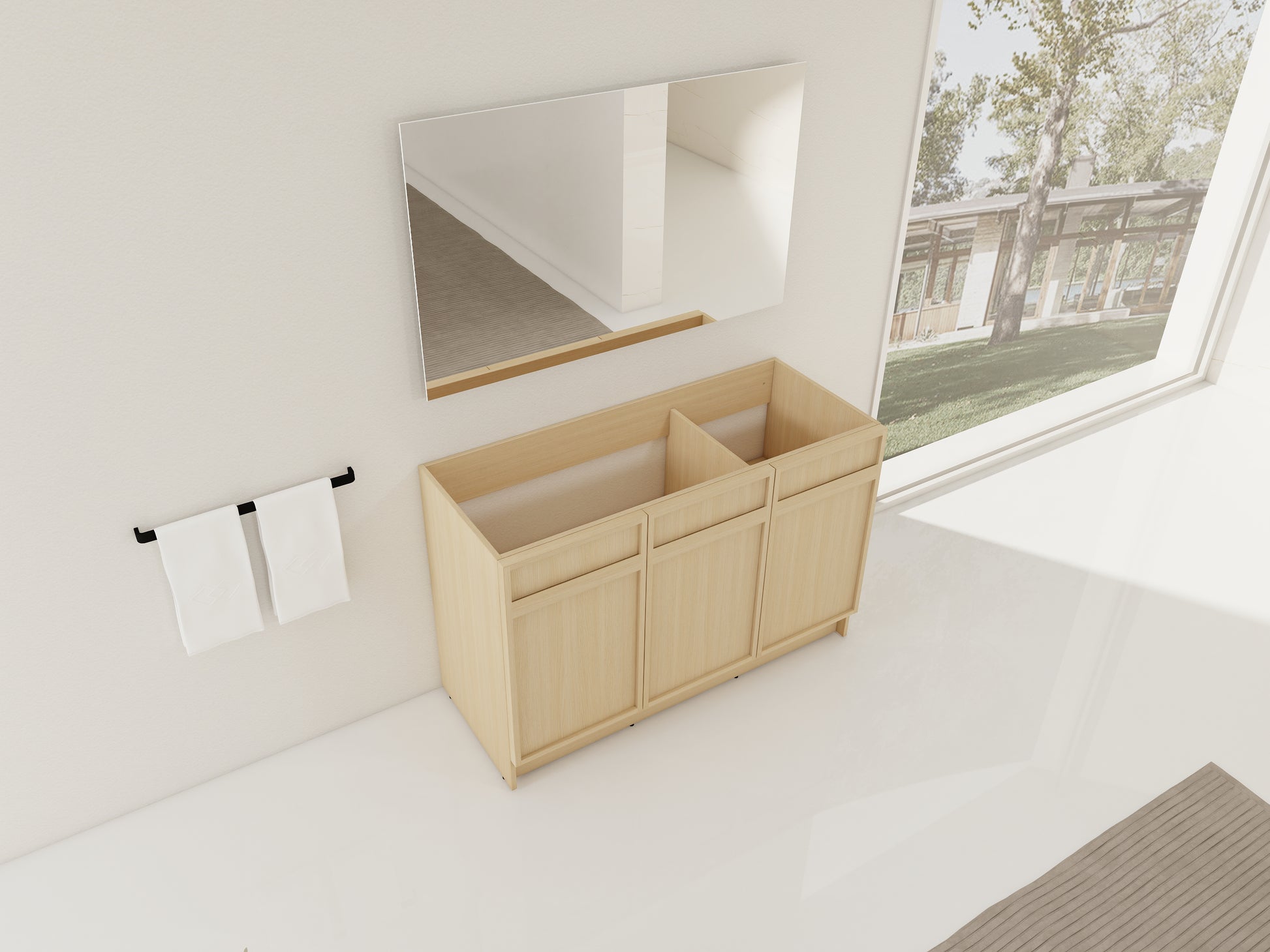 Oak Bathroom Vanity with Storage - 46.88" Modern Design