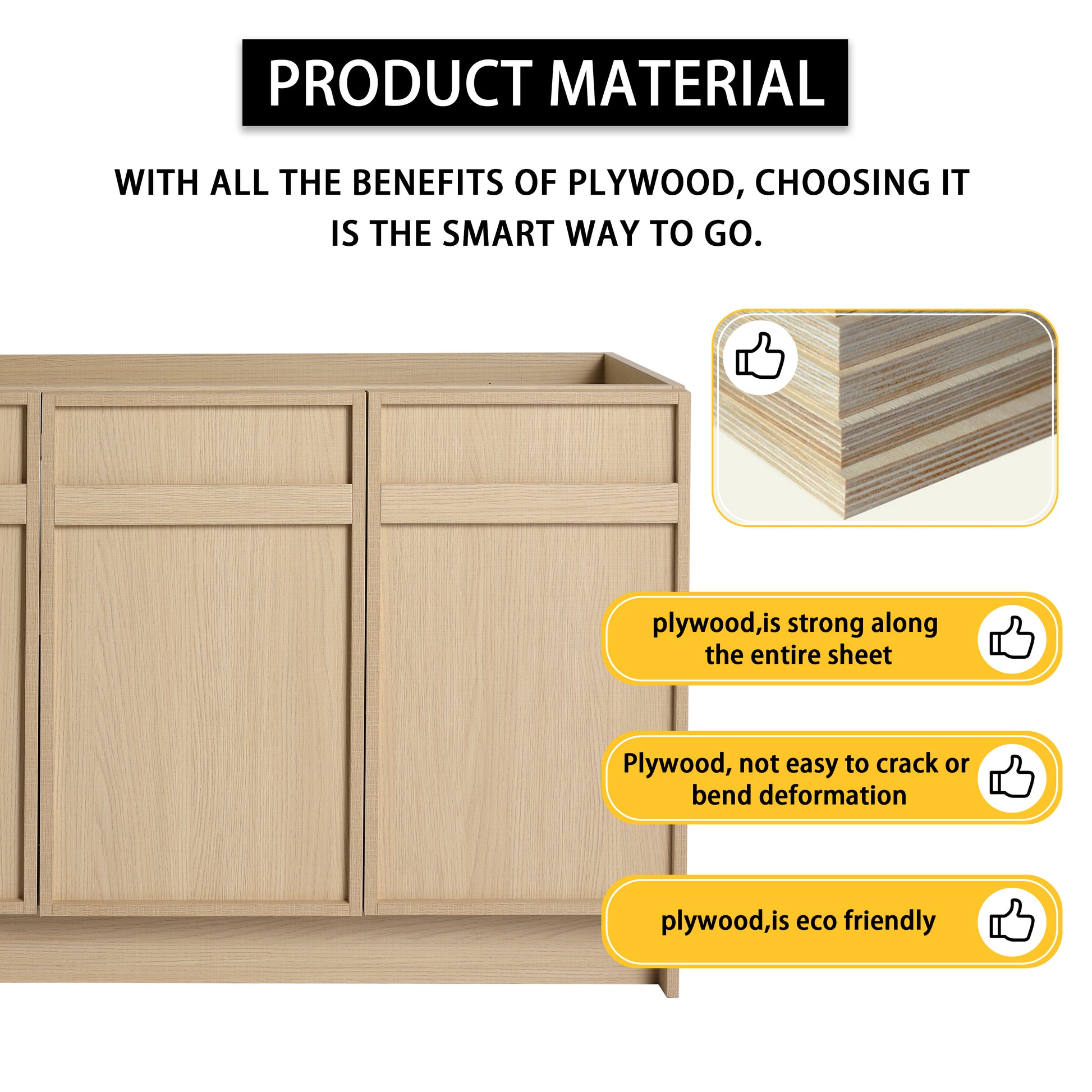 Oak Bathroom Vanity with Storage - 46.88" Modern Design
