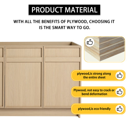 Oak Bathroom Vanity with Storage - 46.88" Modern Design