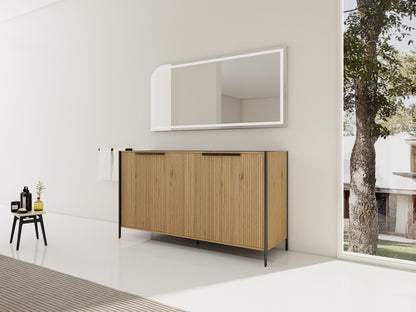 Light Coffee Plywood Bathroom Vanity - 60" Freestanding Storage