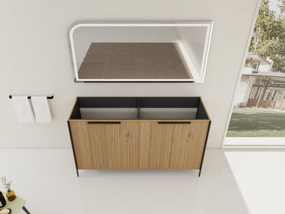Light Coffee Plywood Bathroom Vanity - 60" Freestanding Storage