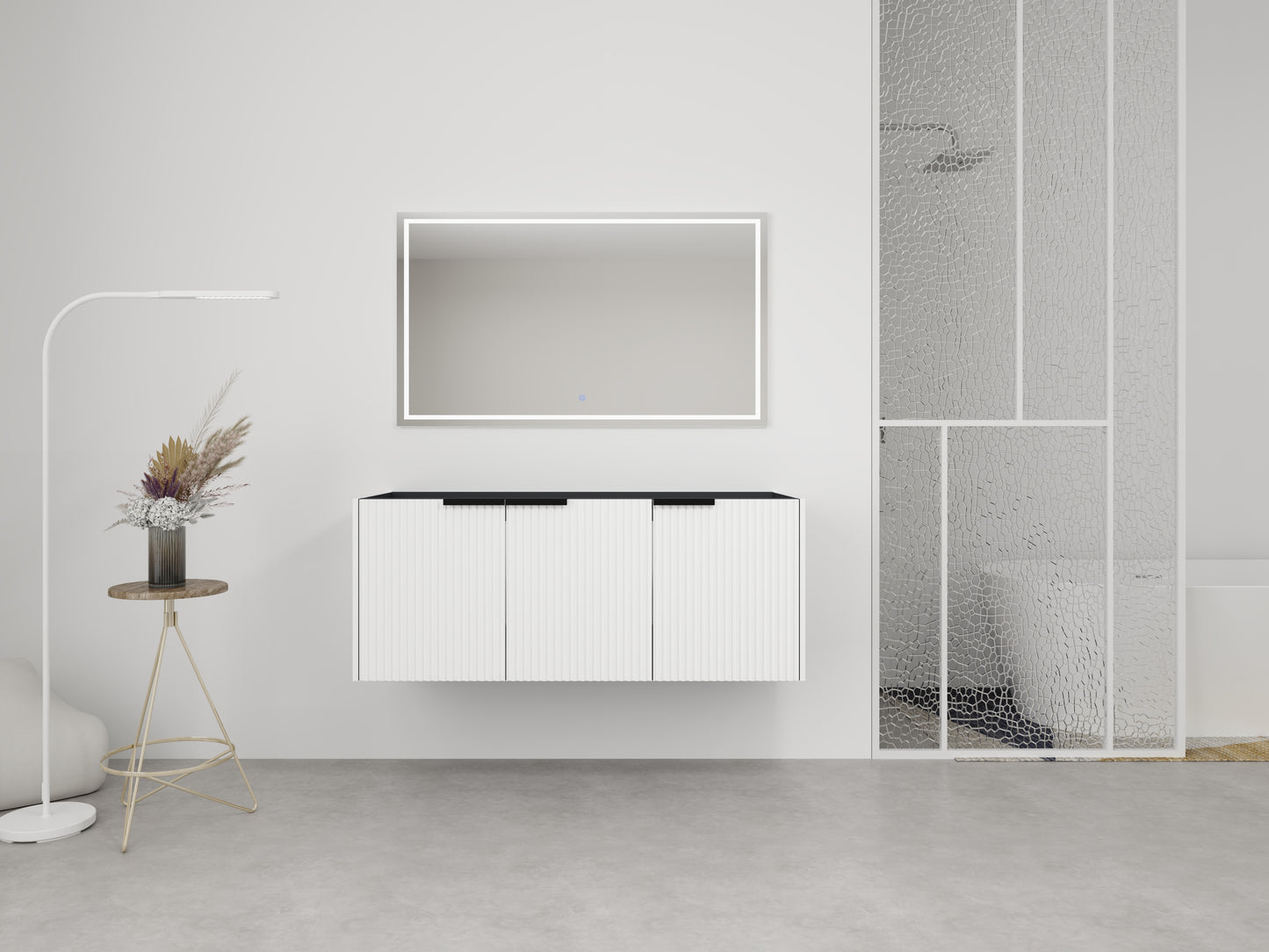 White Bathroom Vanity with Storage - 46.88" Modern Design