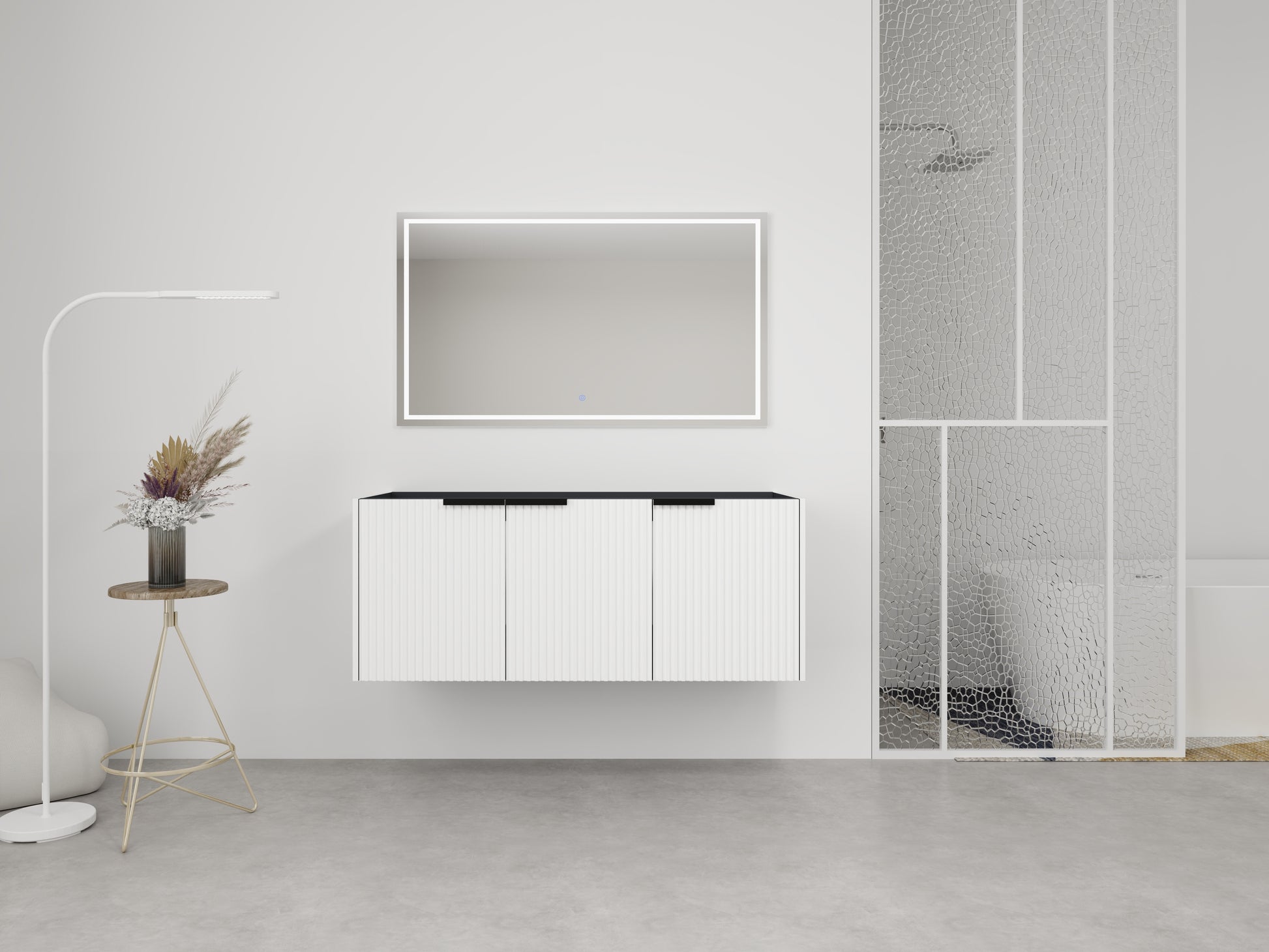 White Bathroom Vanity with Storage - 46.88" Modern Design