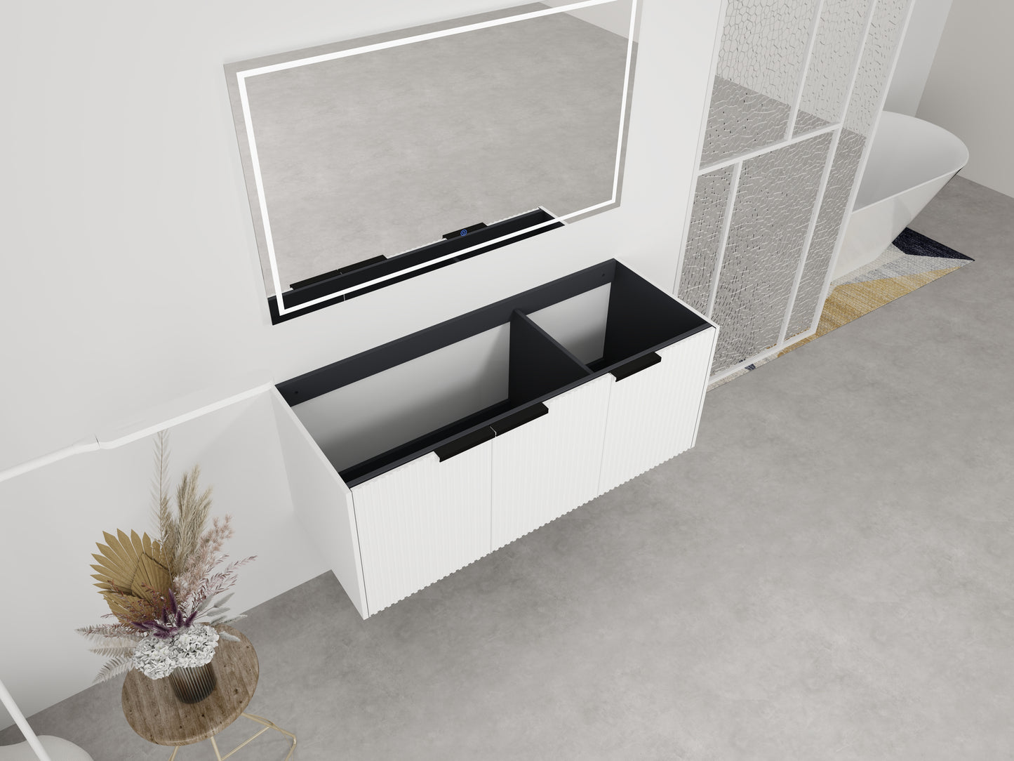White Bathroom Vanity with Storage - 46.88" Modern Design