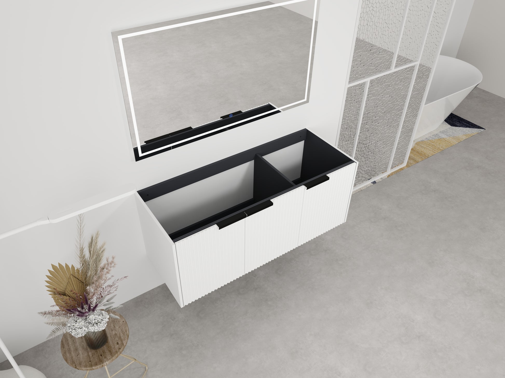White Bathroom Vanity with Storage - 46.88" Modern Design