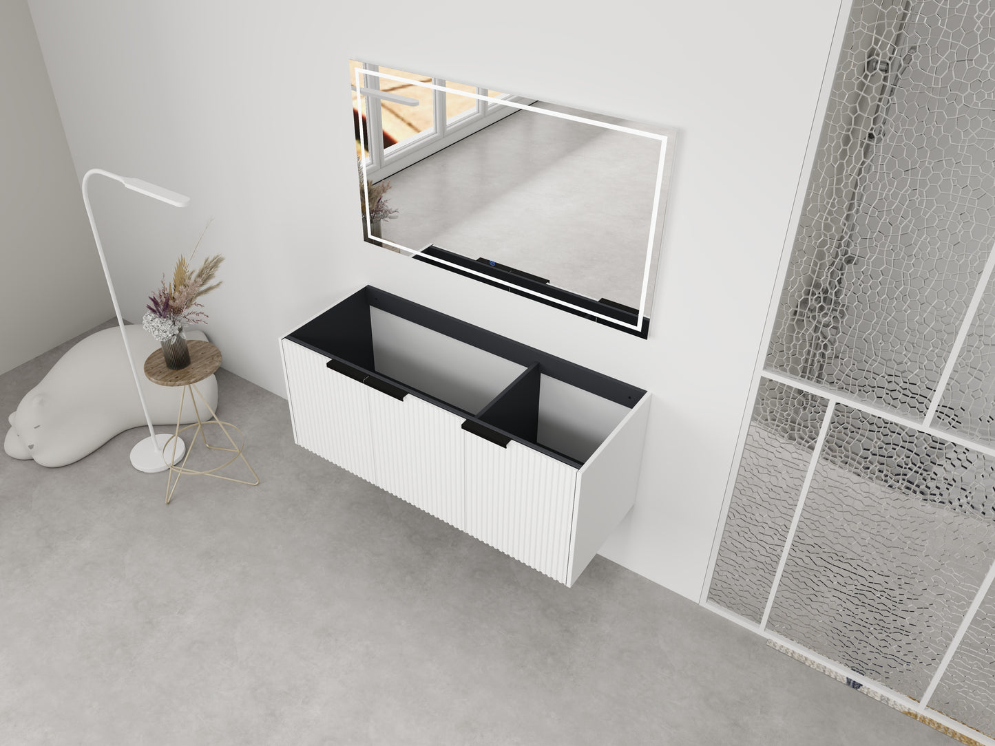 White Bathroom Vanity with Storage - 46.88" Modern Design