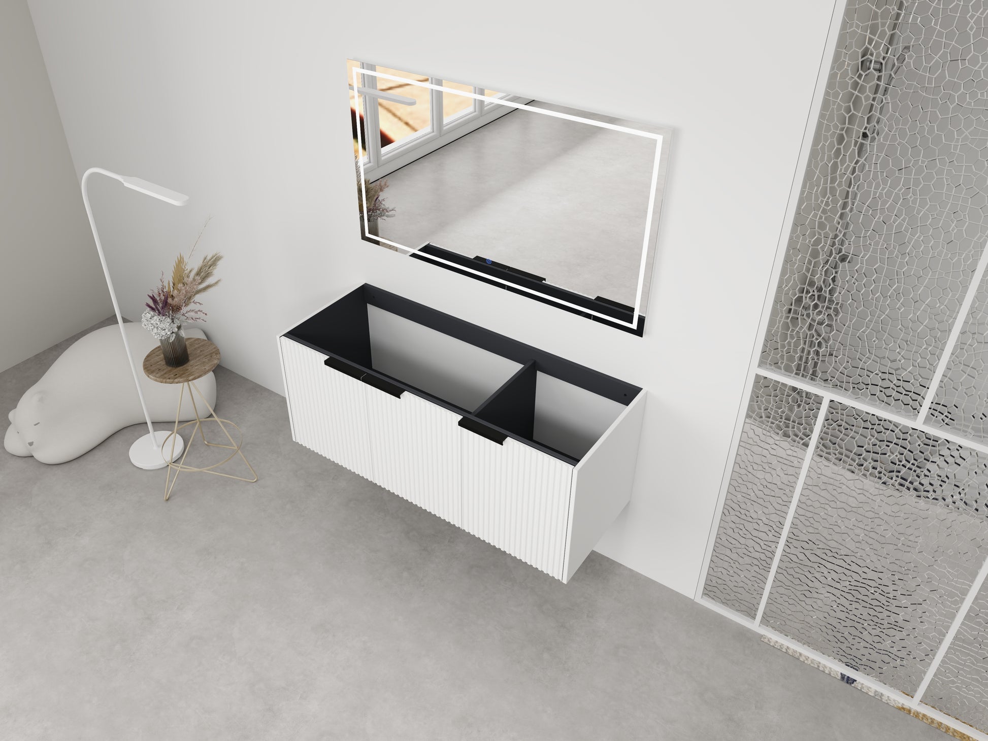 White Bathroom Vanity with Storage - 46.88" Modern Design