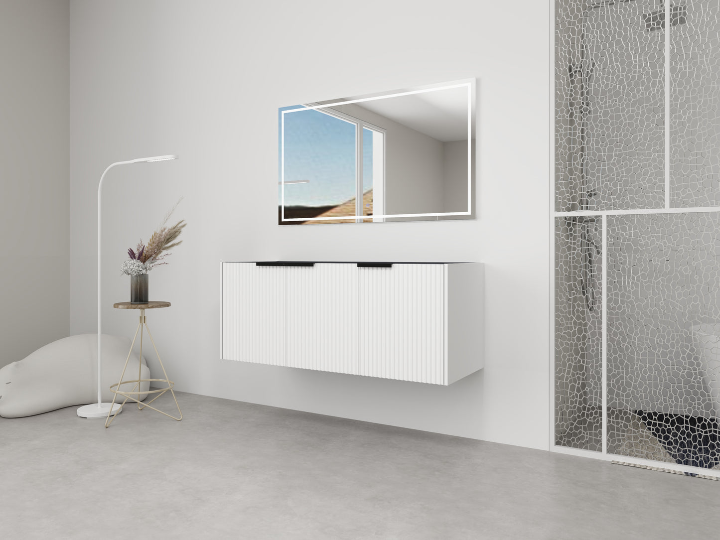 White Bathroom Vanity with Storage - 46.88" Modern Design