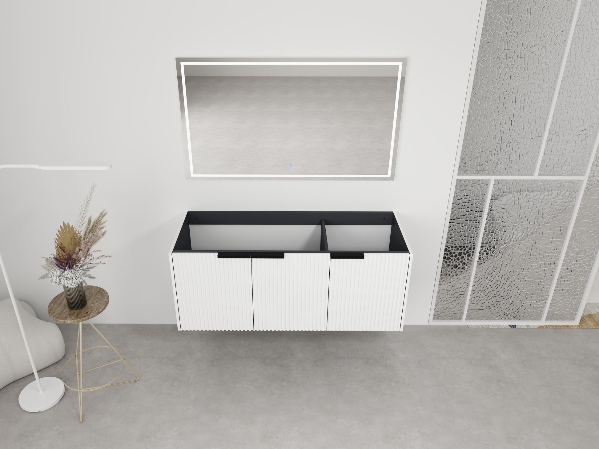 White Bathroom Vanity with Storage - 46.88" Modern Design