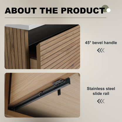 Light Coffee Bathroom Vanity - 36" Wall Mounted Storage