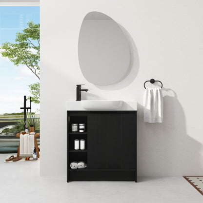 Dark Oak Bathroom Vanity - 30" Freestanding Sink