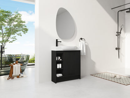 Dark Oak Bathroom Vanity - 30" Freestanding Sink