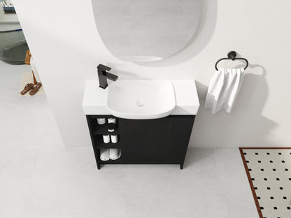 Dark Oak Bathroom Vanity - 30" Freestanding Sink