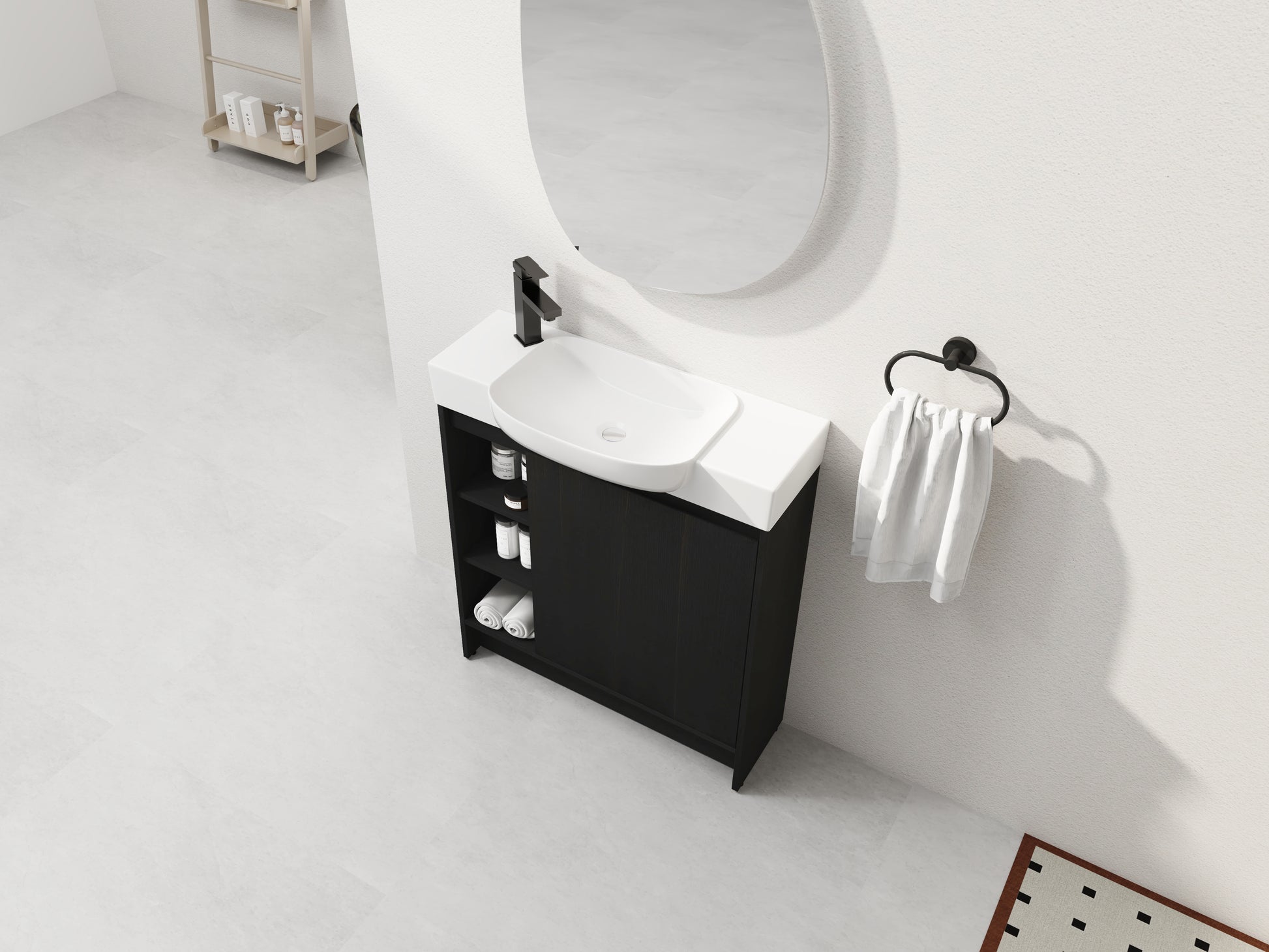 Dark Oak Bathroom Vanity - 30" Freestanding Sink