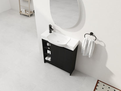 Dark Oak Bathroom Vanity - 30" Freestanding Sink