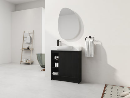 Dark Oak Bathroom Vanity - 30" Freestanding Sink