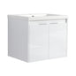 24" Bathroom Vanity With Resin Sink , 2-Soft Close Doors, Float Mounting Design,Glossy White,(KD-Packing)
