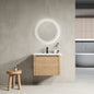28'' Wall-Mounted Bathroom Vanity with White Ceramic Sink & 1-Soft-Close Door, KD-Packing, Plywood