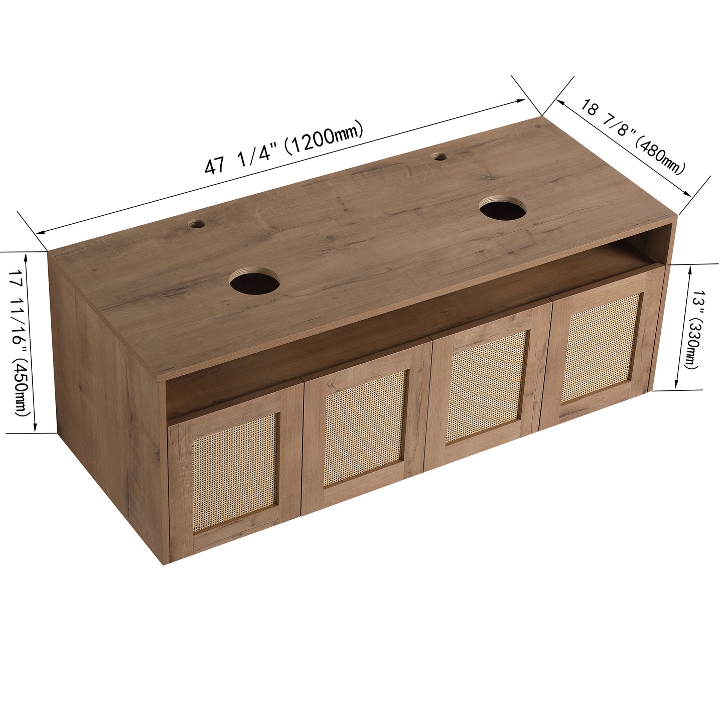 Modern Imitative Oak Bathroom Vanity Cabinet for Renovation