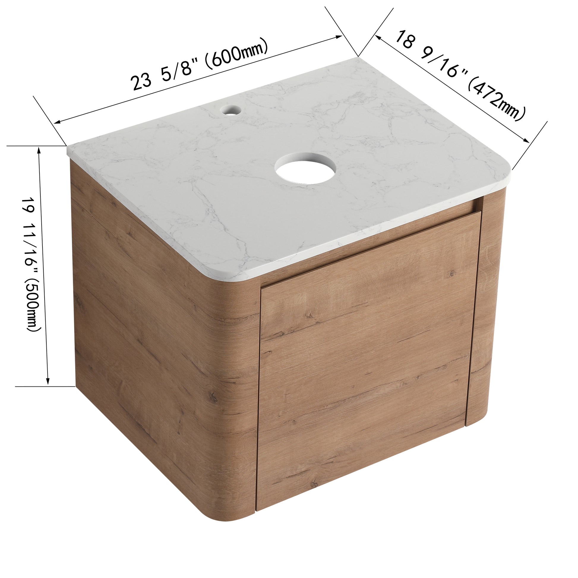 Wall Mounted Bathroom Vanity - Plywood, 24" Storage