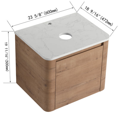 Wall Mounted Bathroom Vanity - Plywood, 24" Storage