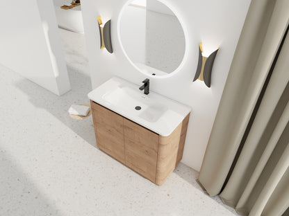 40" Freestanding Bathroom Vanity - Plywood, Oak Finish