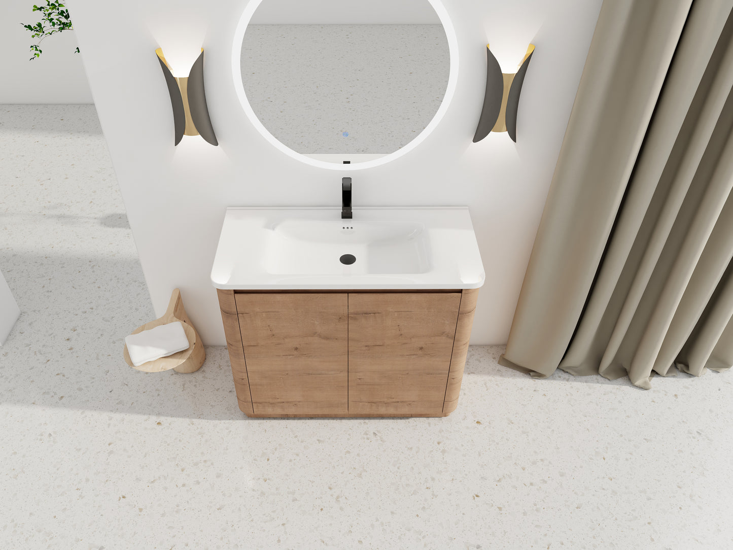 40" Freestanding Bathroom Vanity - Plywood, Oak Finish