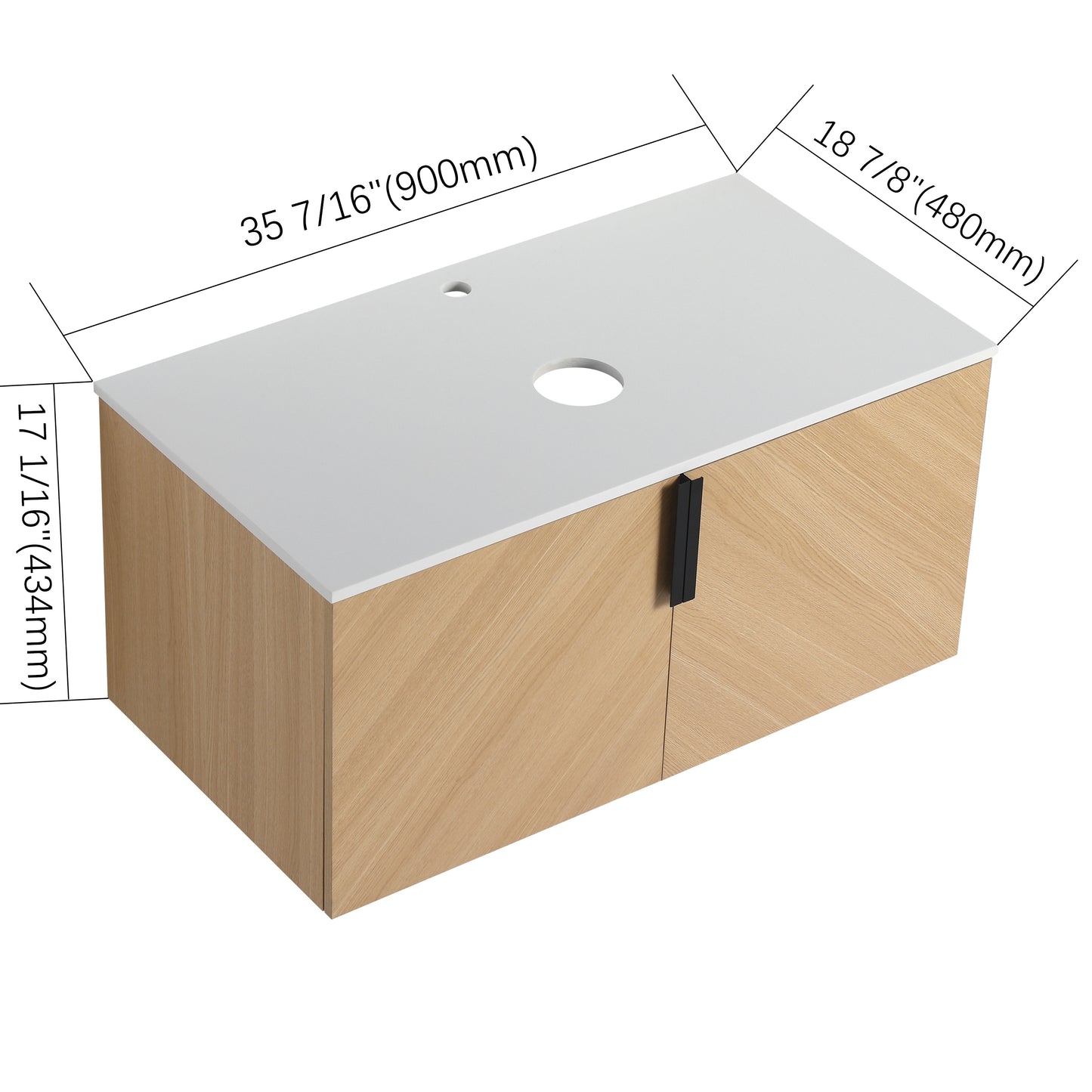 Oak Bathroom Vanity - 36" Plywood Storage Cabinet