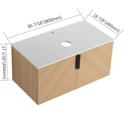 Oak Bathroom Vanity - 36" Plywood Storage Cabinet