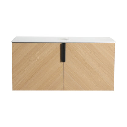Oak Bathroom Vanity - 36" Plywood Storage Cabinet