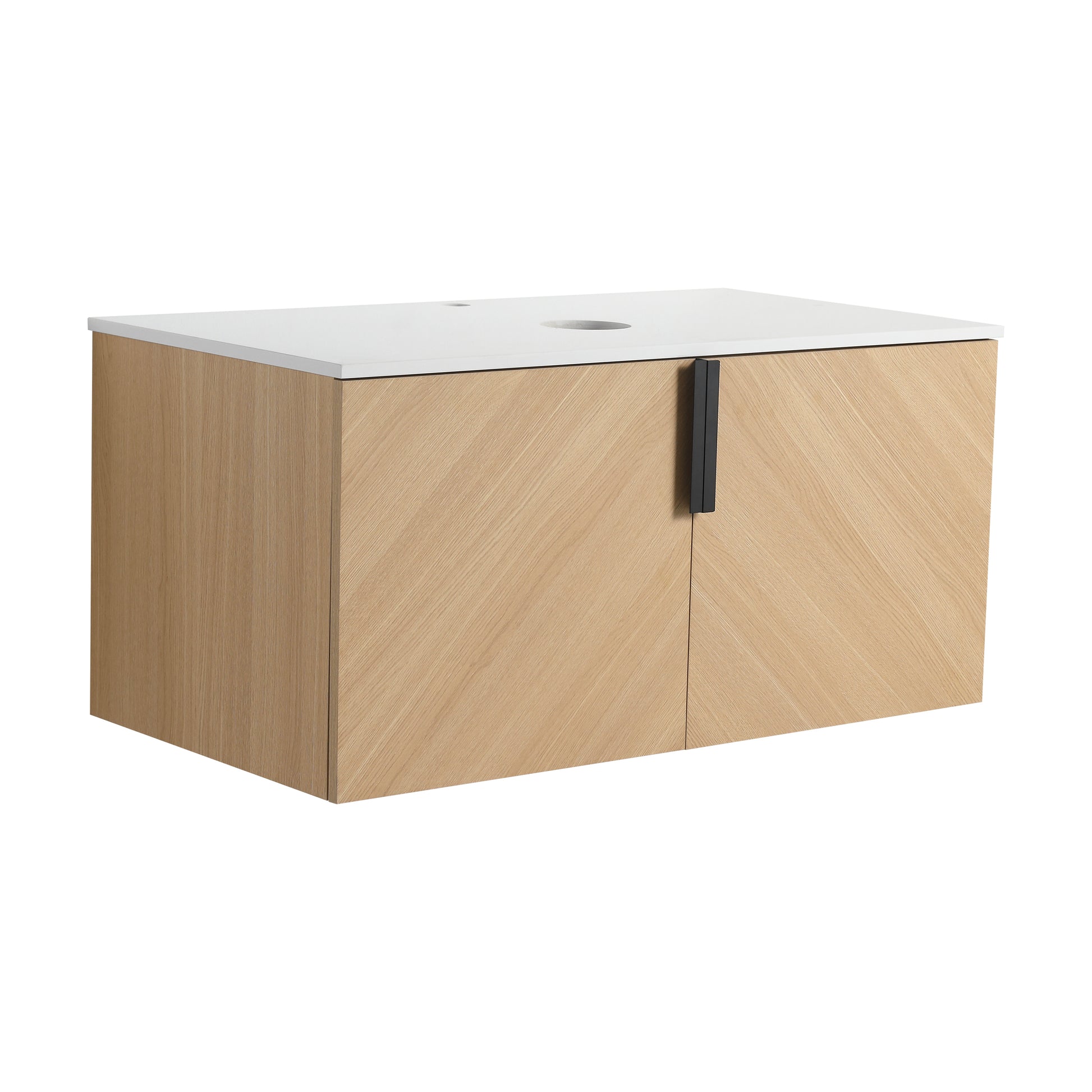 Oak Bathroom Vanity - 36" Plywood Storage Cabinet