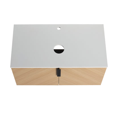 Oak Bathroom Vanity - 36" Plywood Storage Cabinet