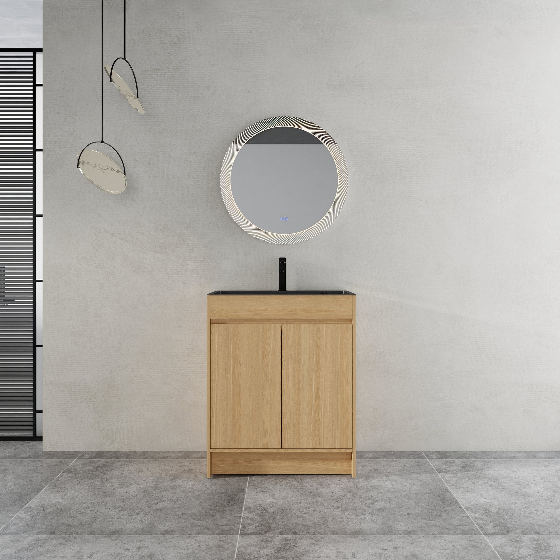 27.4" Oak Bathroom Vanity with Sink & Storage