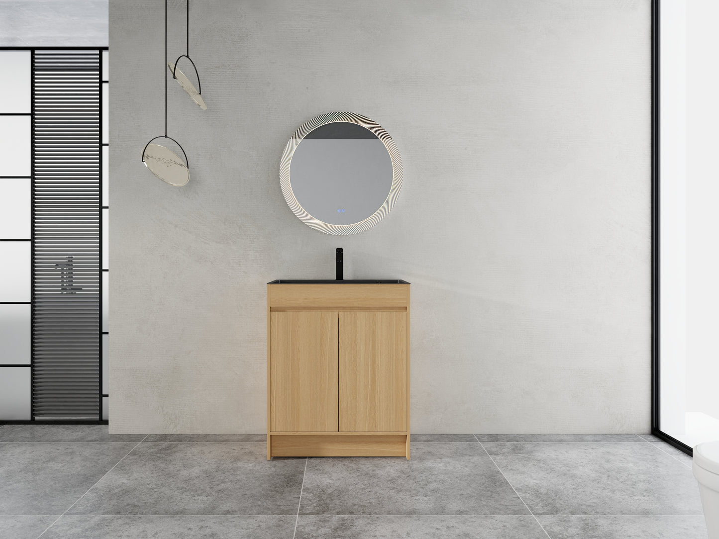 27.4" Oak Bathroom Vanity with Sink & Storage