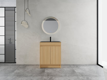 27.4" Oak Bathroom Vanity with Sink & Storage