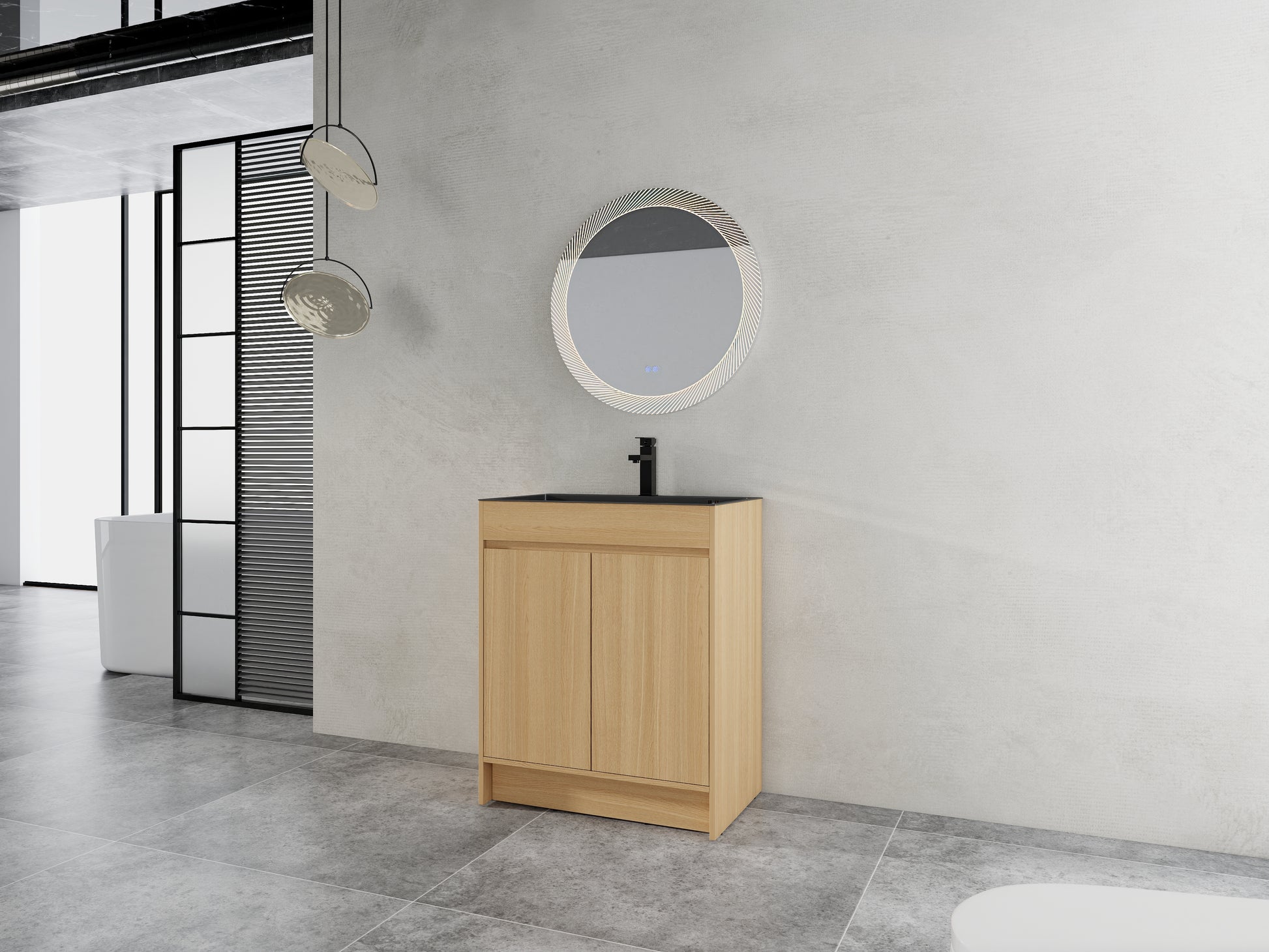 27.4" Oak Bathroom Vanity with Sink & Storage