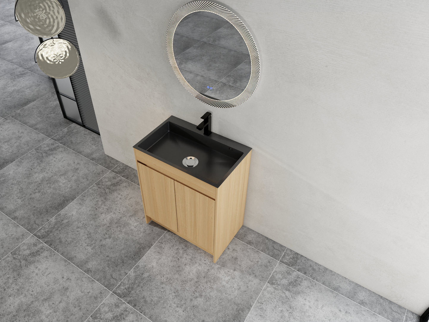 27.4" Oak Bathroom Vanity with Sink & Storage