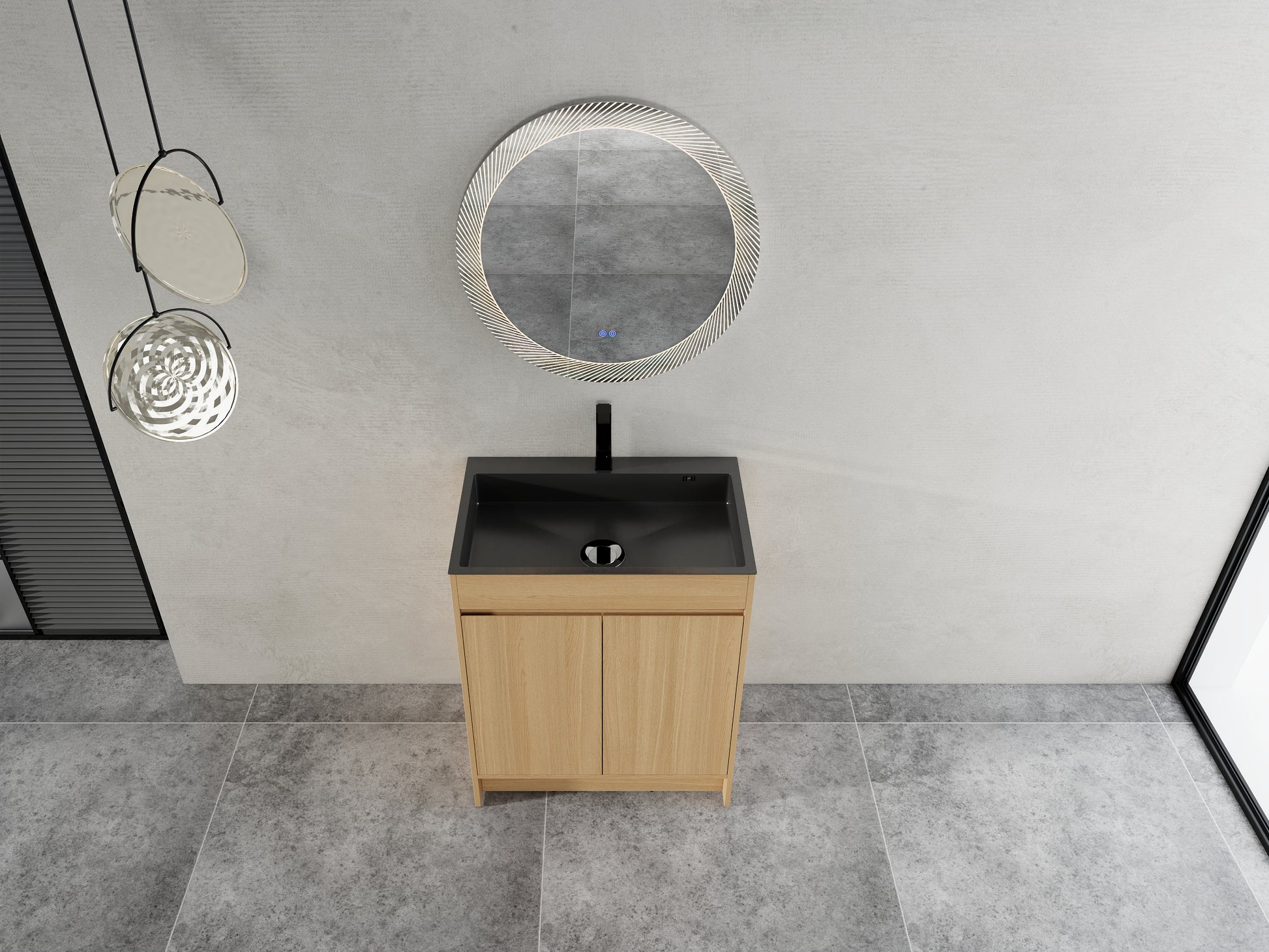 27.4" Oak Bathroom Vanity with Sink & Storage