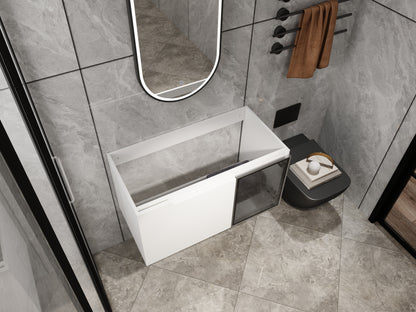 Modern Glossy White Bathroom Vanity Cabinet with Soft-Close Doors