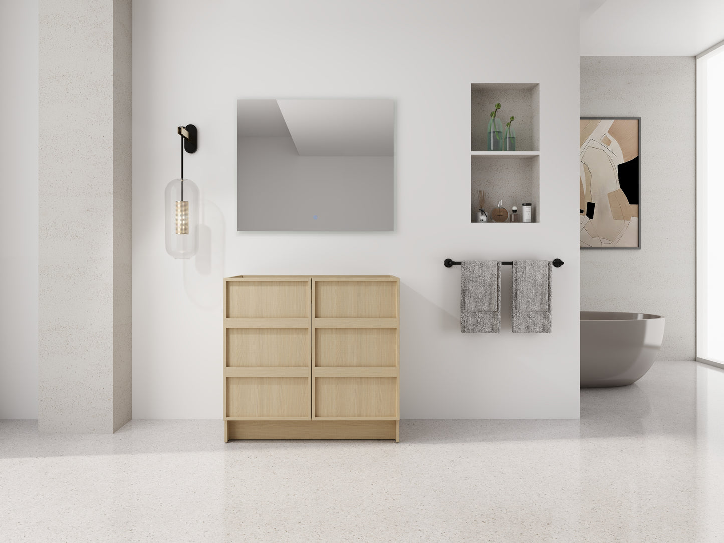 Modern Oak Bathroom Vanity - Storage & Style