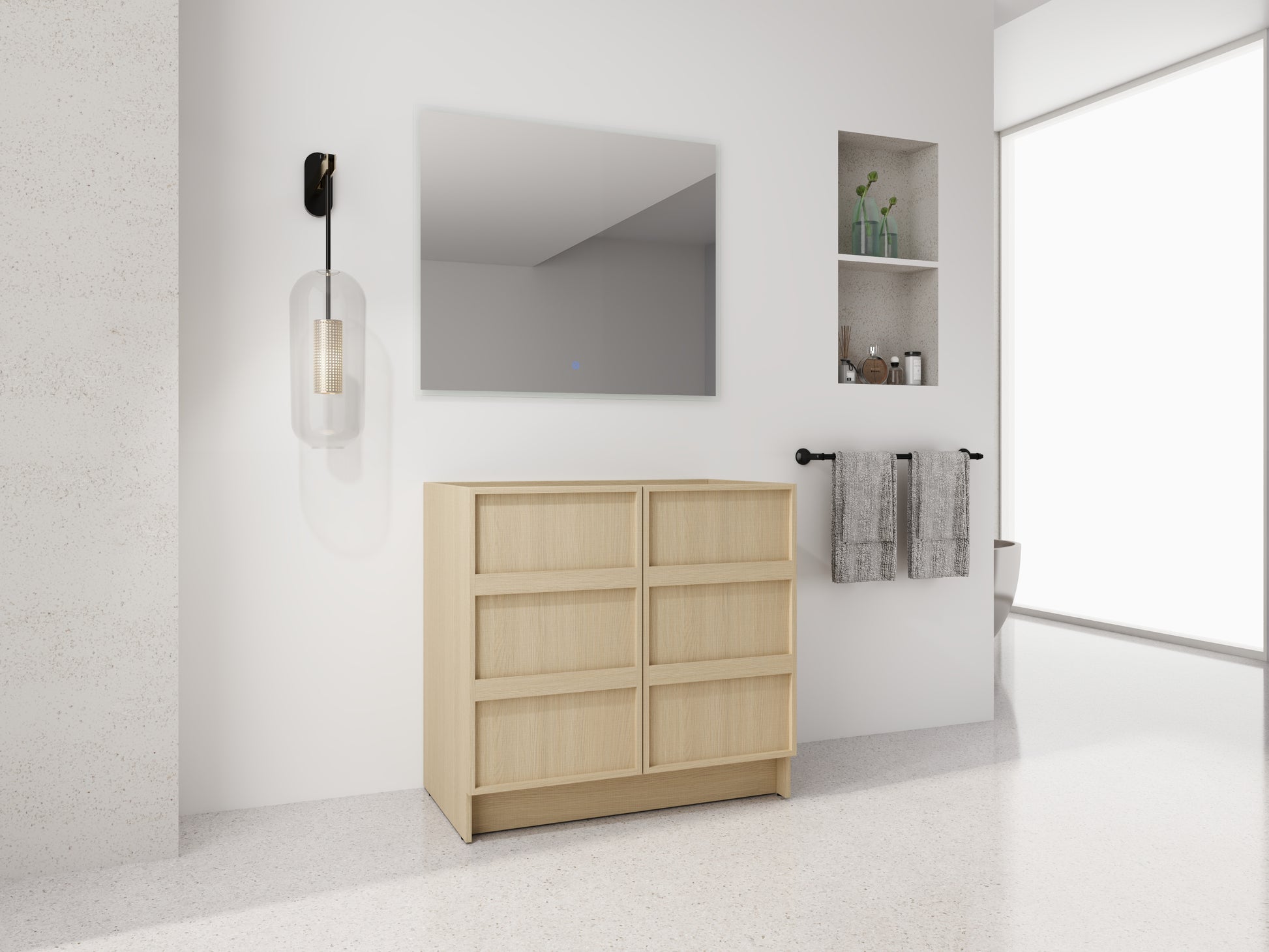Modern Oak Bathroom Vanity - Storage & Style