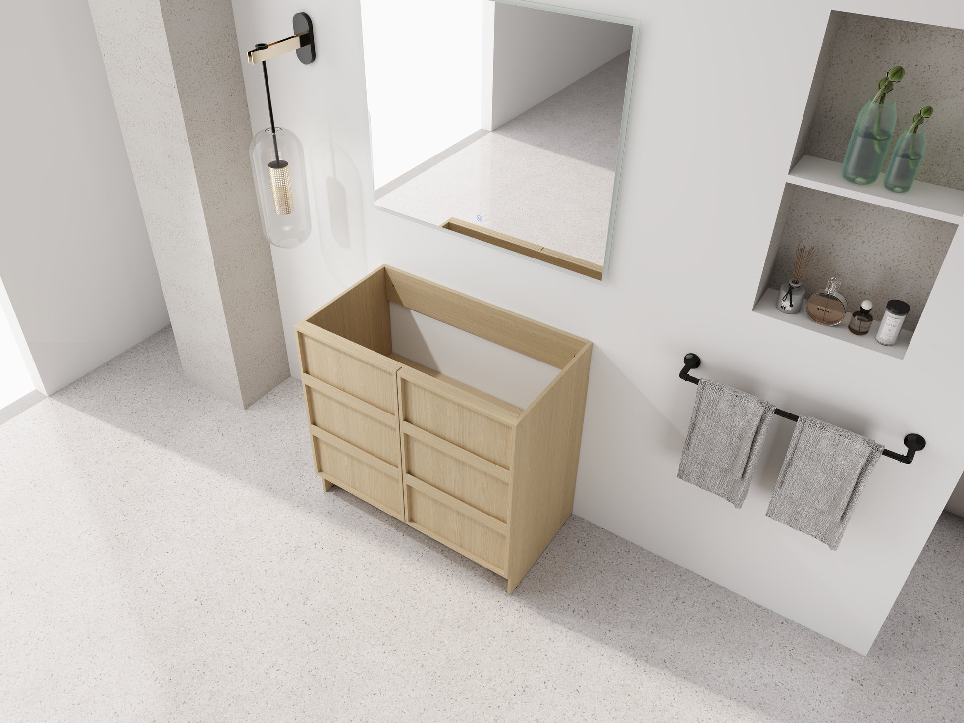 Modern Oak Bathroom Vanity - Storage & Style