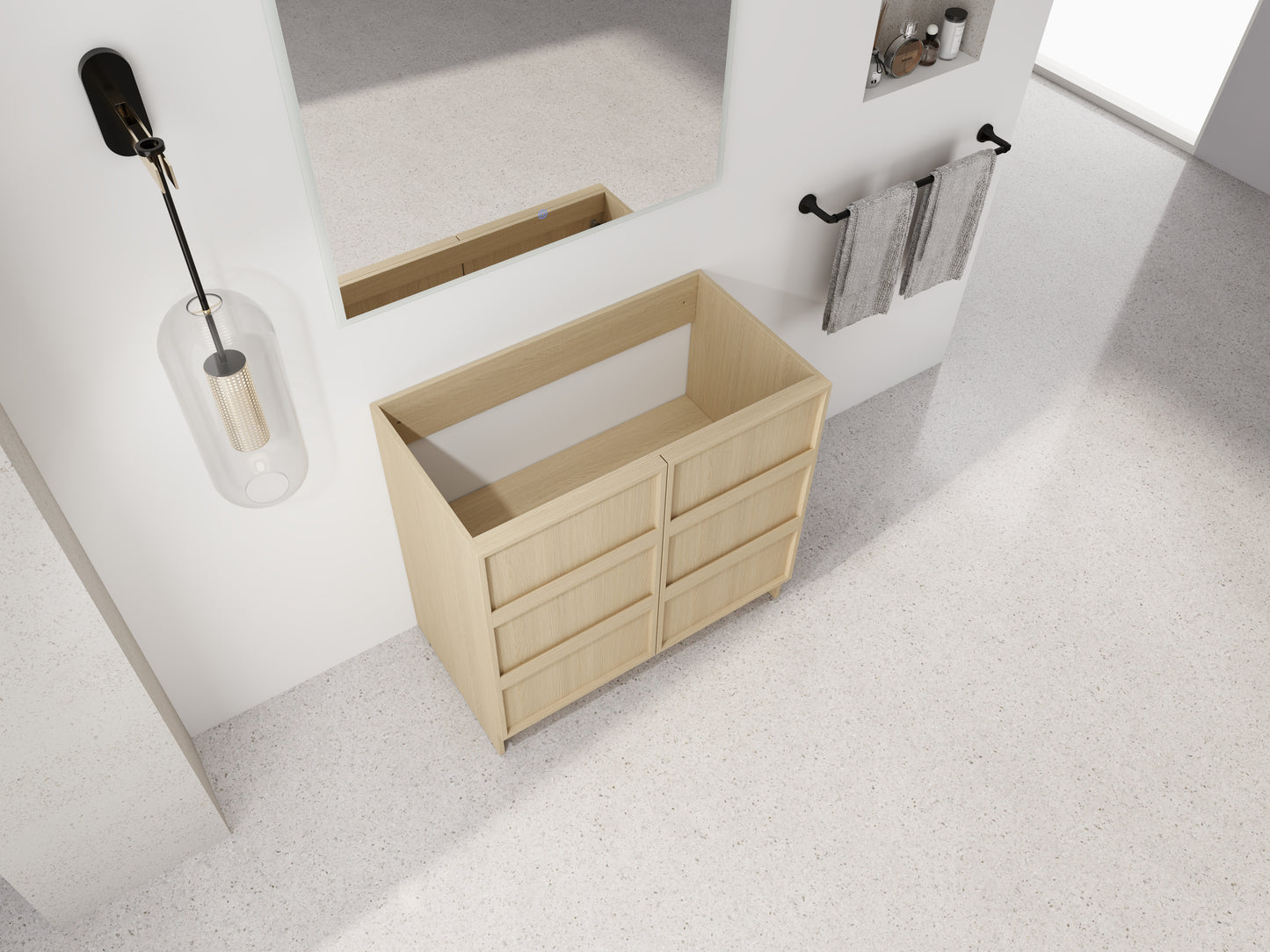 Modern Oak Bathroom Vanity - Storage & Style