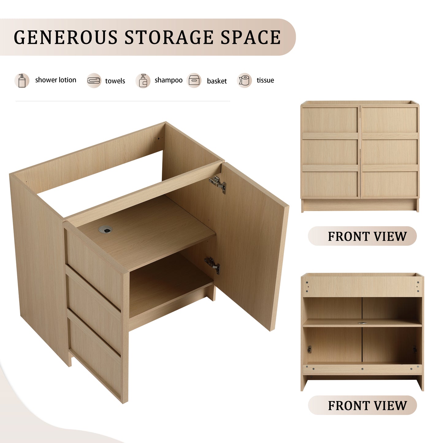Modern Oak Bathroom Vanity - Storage & Style