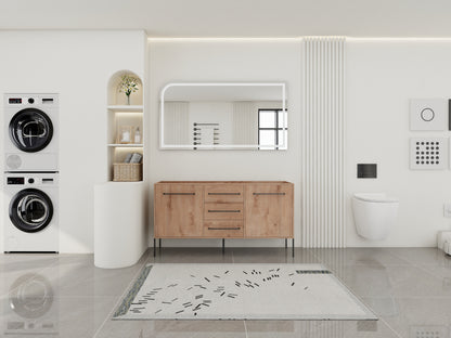 60" Bathroom Vanity with Storage - Plywood Oak