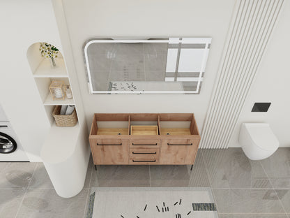 60" Bathroom Vanity with Storage - Plywood Oak