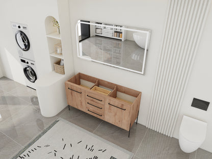 60" Bathroom Vanity with Storage - Plywood Oak