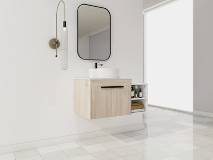 White Oak Bathroom Vanity - Modern Floating Design
