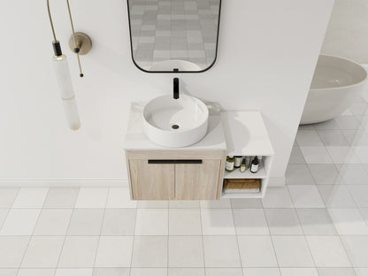 White Oak Bathroom Vanity - Modern Floating Design