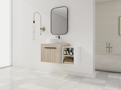 White Oak Bathroom Vanity - Modern Floating Design